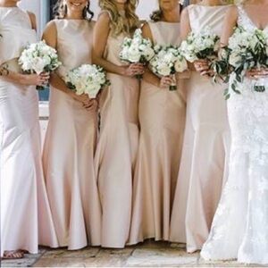 Monique Lhullier bridesmaid two piece set in blush